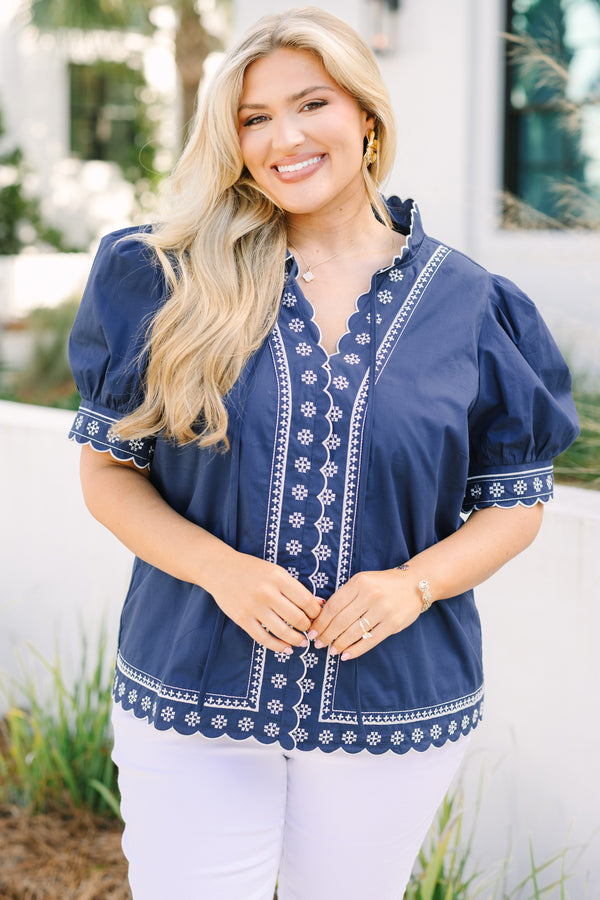 Effortless Grace Top, Navy