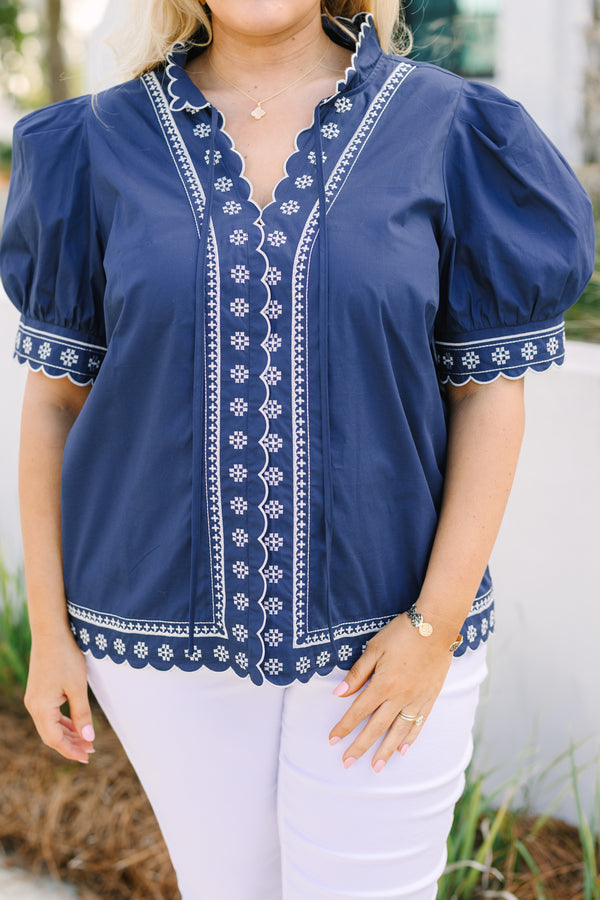 Effortless Grace Top, Navy