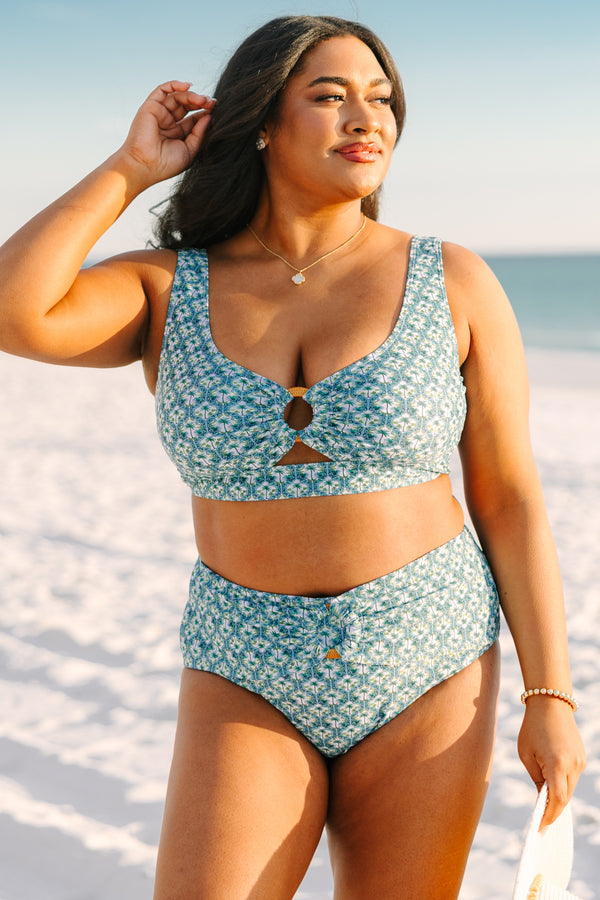 Electric Blossom Swim Top, Palmblatt