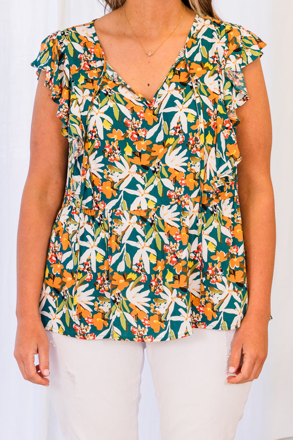 Encouraging Words Top, Teal