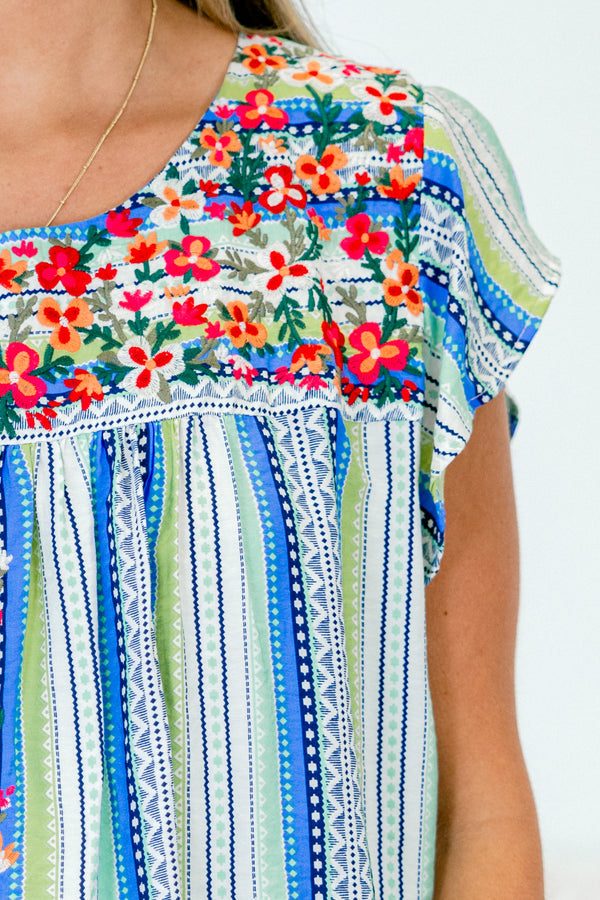 Wir fördern Sie Top, Teal Multi