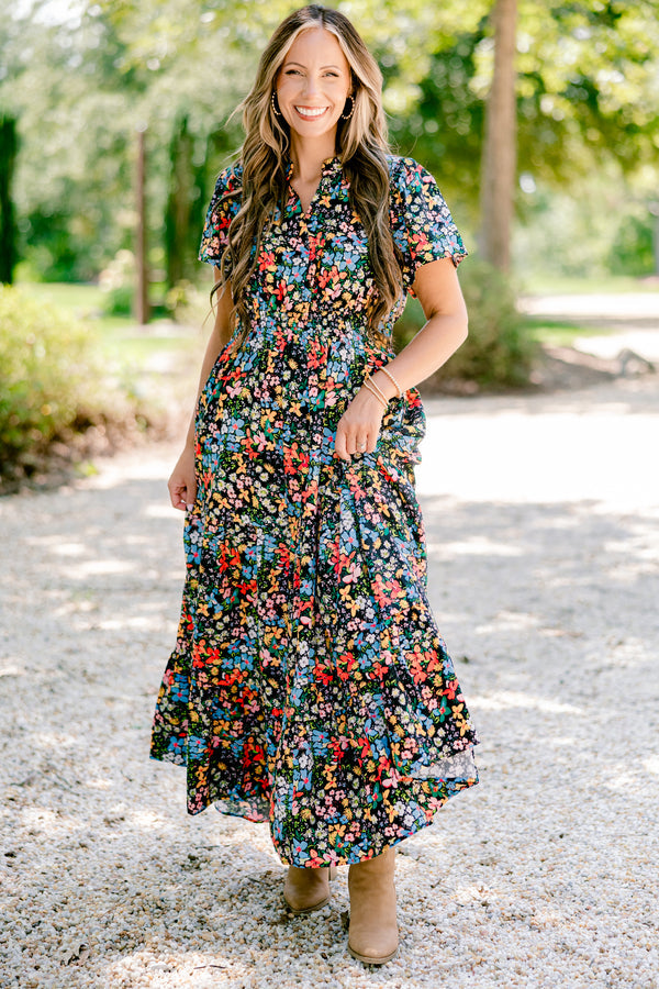 Endless Time Maxi Dress, Black Floral