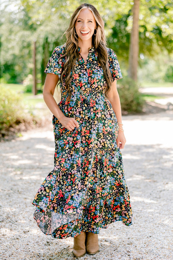 Endless Time Maxi Dress, Black Floral
