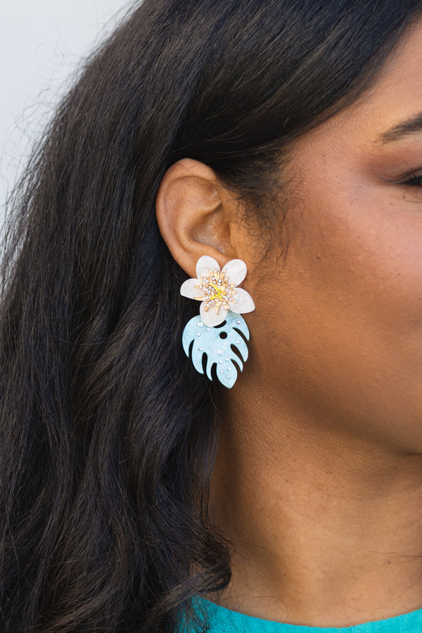 Enjoying The Waves Earrings, Blue