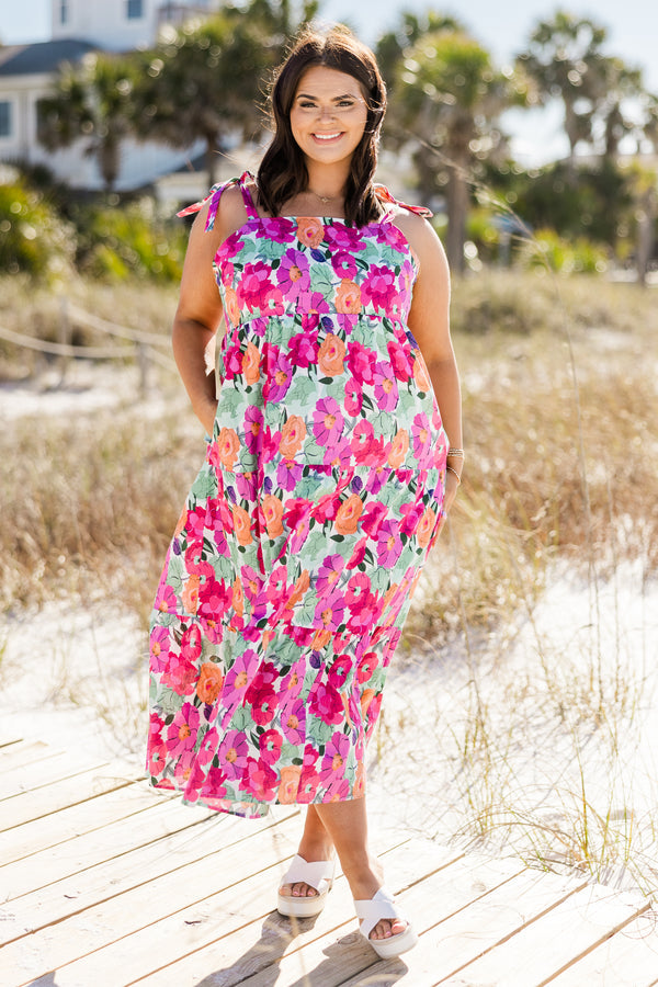 Ethereal Blossom Dress, Pink Multi