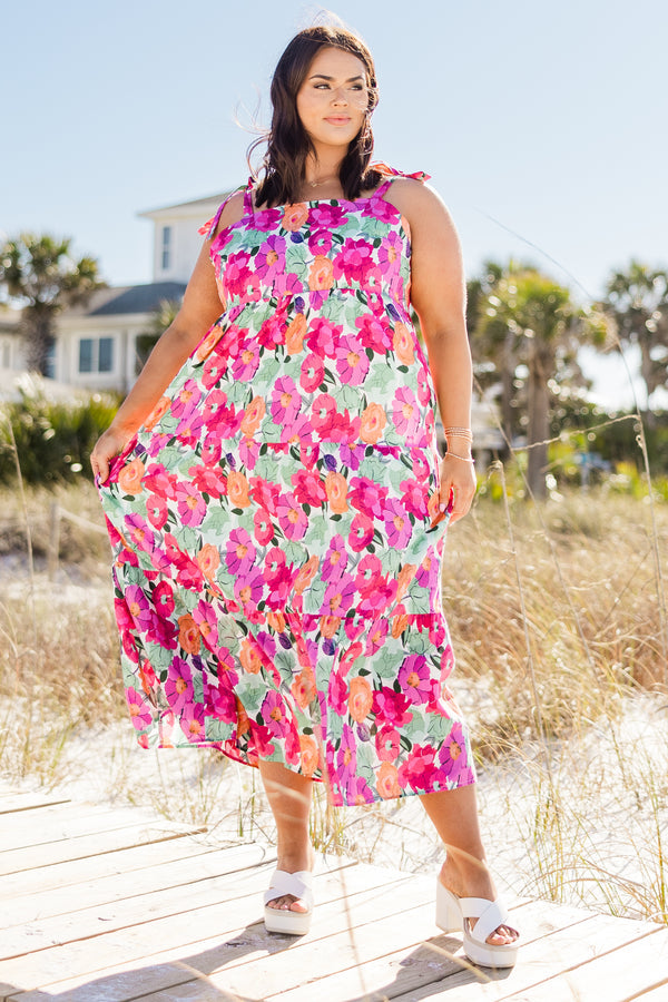 Ethereal Blossom Dress, Pink Multi