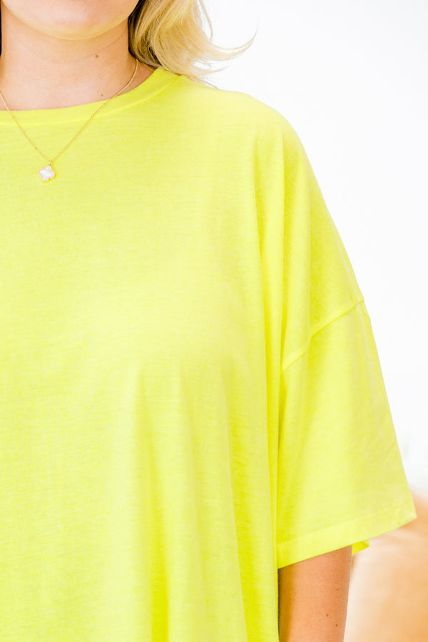 Alltags-Essential-T-Shirt, Neongrün