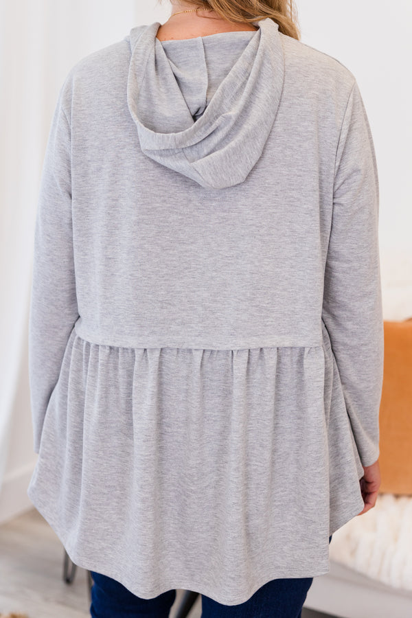 Cozy Geo Hoodie, Gray