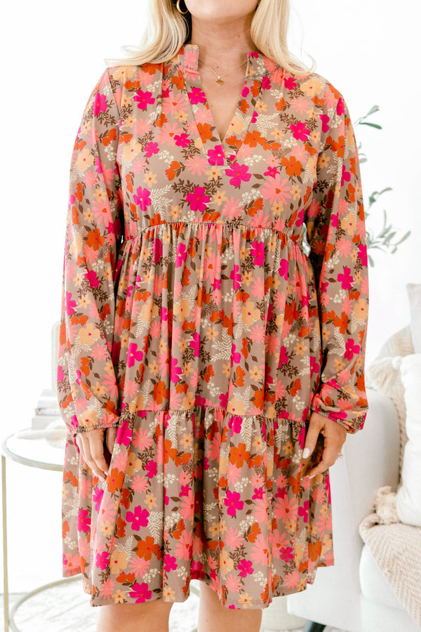 Fabulous Florals Kleid, Mocca Multi