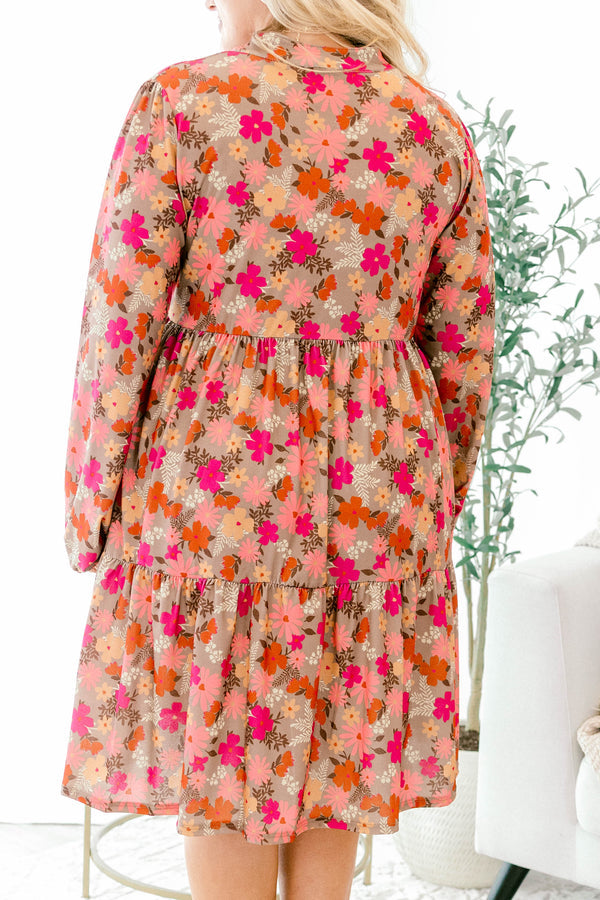 Fabulous Florals Kleid, Mocca Multi