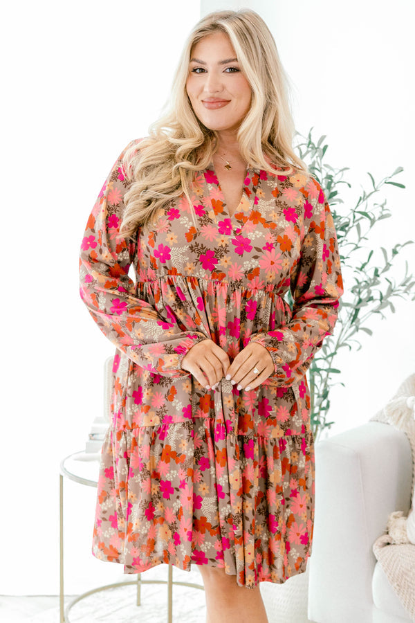 Fabulous Florals Kleid, Mocca Multi