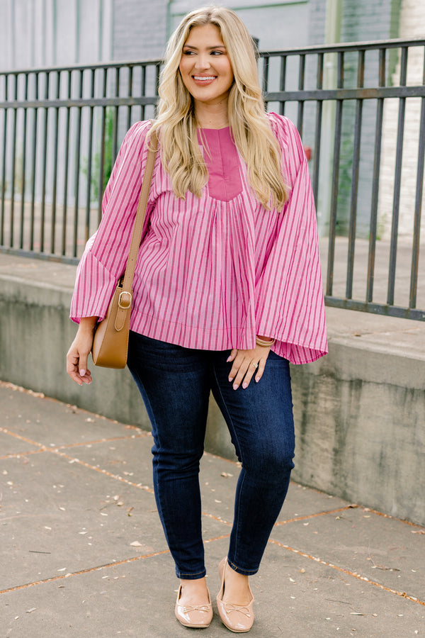 Free Like The Wind Top, Pink Stripe