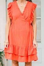 Feel The Good Vibes Kleid, Koralle