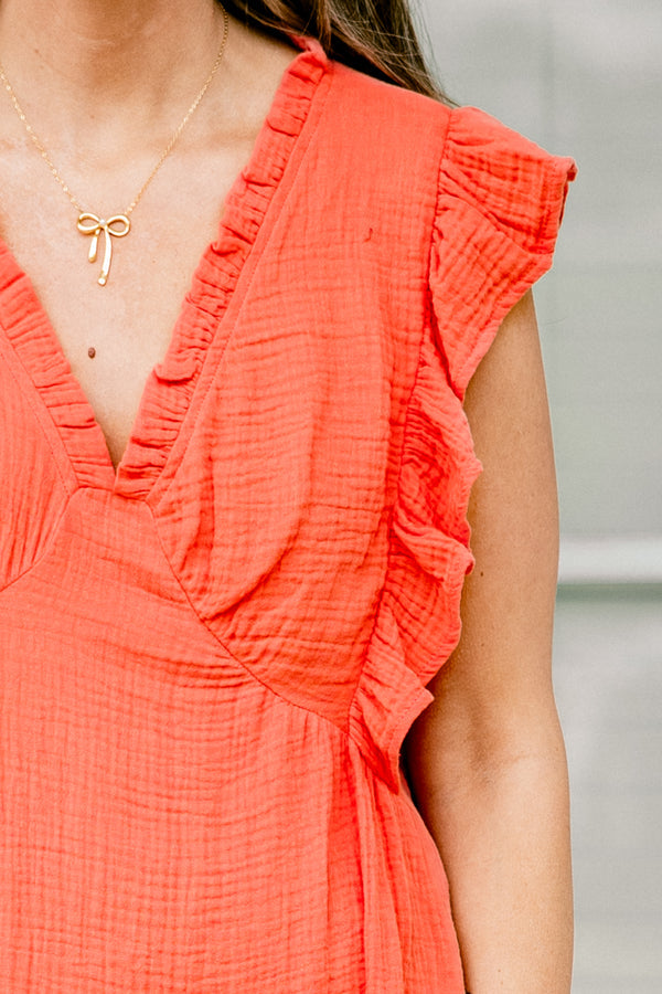 Feel The Good Vibes Kleid, Koralle