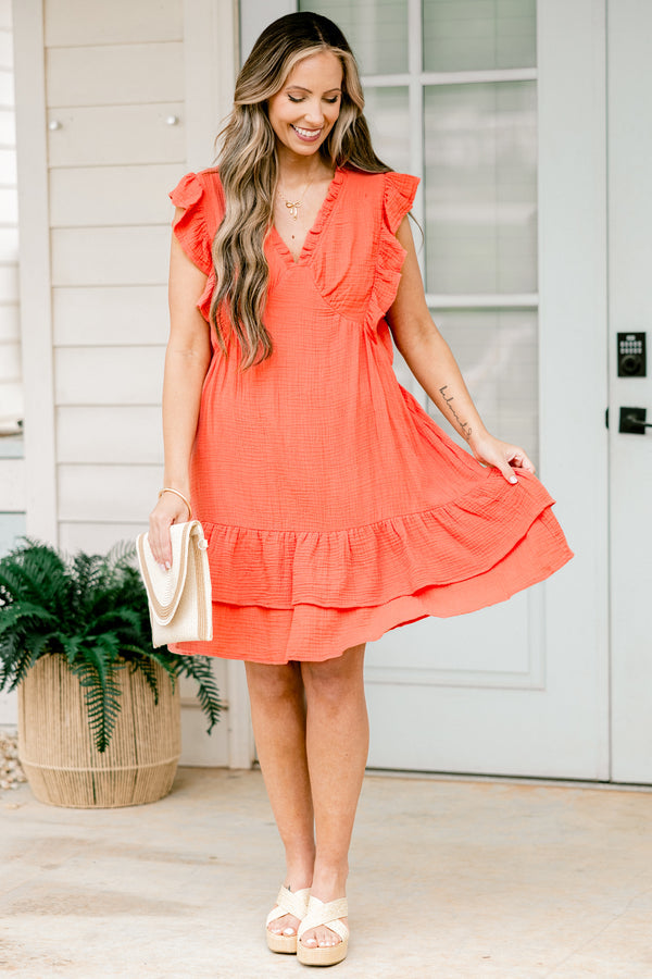Feel The Good Vibes Kleid, Koralle