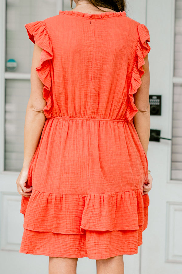 Feel The Good Vibes Kleid, Koralle