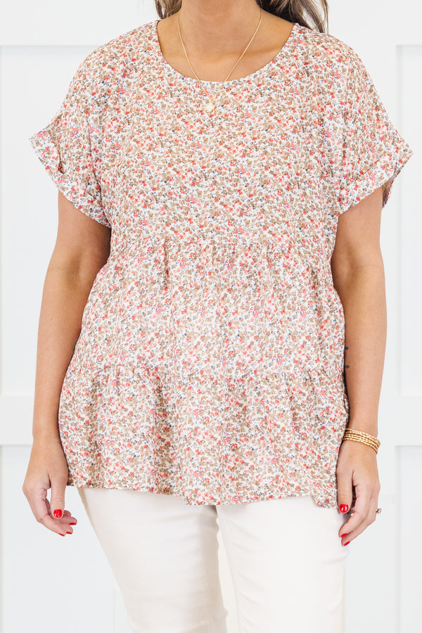 Feeling Accomplished Top, Taupe