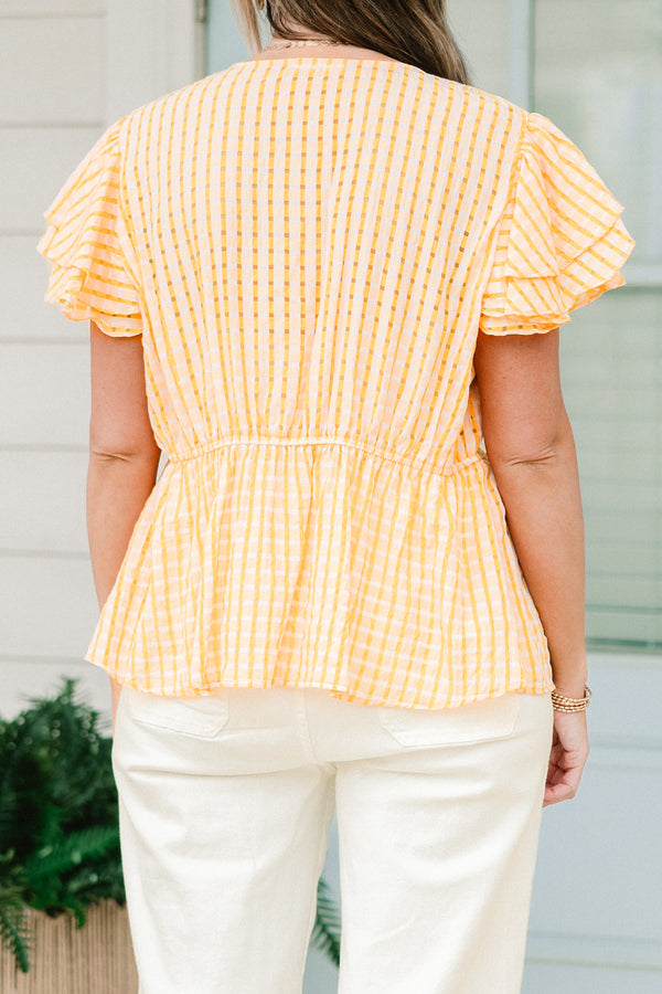 Florida Orange Trees Babydoll Top, Tangerine