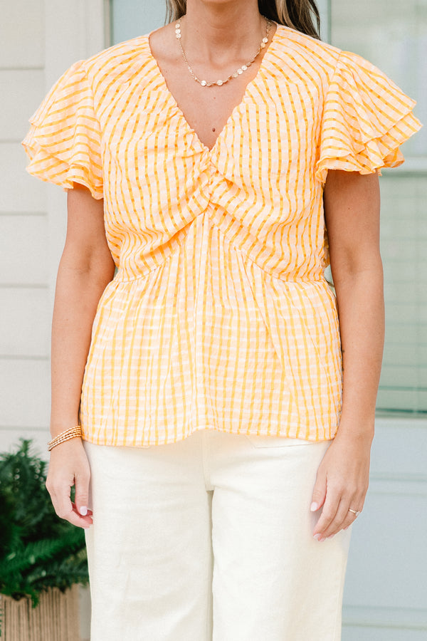 Florida Orange Trees Babydoll Top, Tangerine