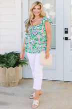 Flower Party Top, Green