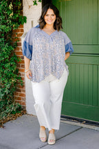 Flower Patch Boho Top, Denim