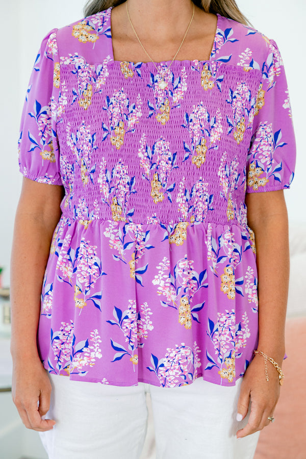 Flowers For Days Top, Purple