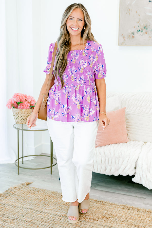Flowers For Days Top, Purple