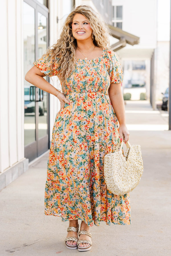 Flowers From The Garden Dress, Peach