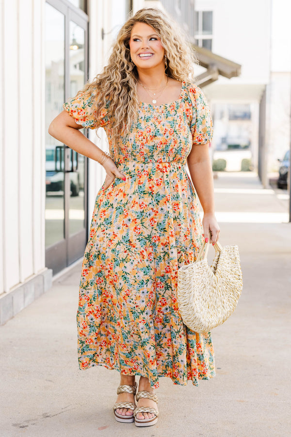 Flowers From The Garden Dress, Peach