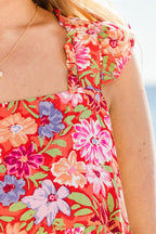 Flowers Upon Flowers Dress, Tomato Multi