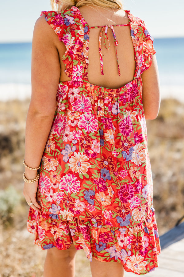 Flowers Upon Flowers Dress, Tomato Multi