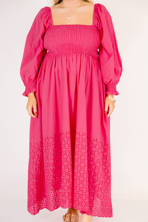Fluttering Breeze Midi Dress, Hot Pink