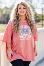 Free Spirit World Tour Boyfriend-T-Shirt, Asch-Rosa