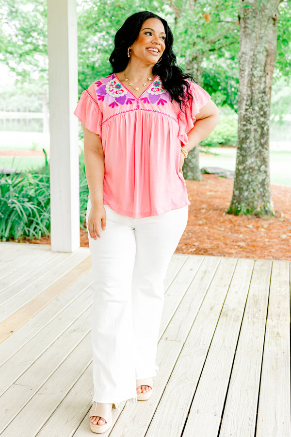Fresh Picked Florals Top, Light Pink