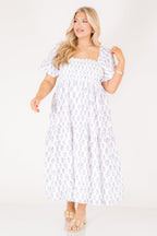 Garden Afternoon Dress, Cream Lilac