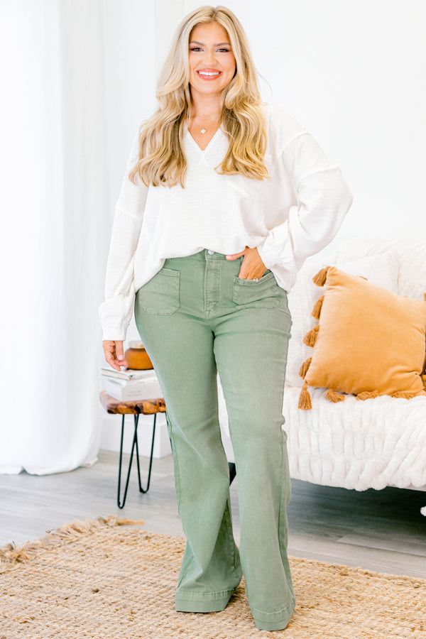 Garden Clovers Jeans, Olive