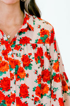 Garden Party Blouse, Red-Beige