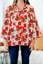 Garden Party Blouse, Red-Beige