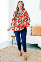 Garden Party Blouse, Red-Beige