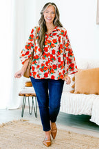 Garden Party Blouse, Red-Beige