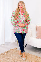 Garden Time Top, Green-Pink
