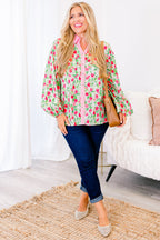Garden Time Top, Green-Pink