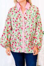 Garden Time Top, Green-Pink