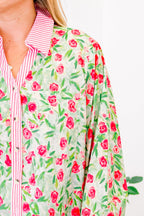 Garden Time Top, Green-Pink
