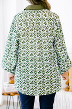 Garden Time Top, Green-White