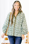 Garden Time Top, Green-White