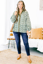 Garden Time Top, Green-White
