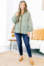 Garden Time Top, Green-White