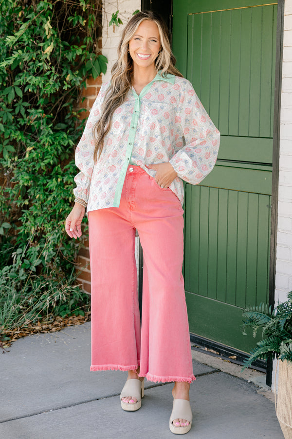Garden Time Top, Ivory-Pink