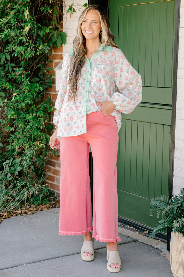 Garden Time Top, Ivory-Pink